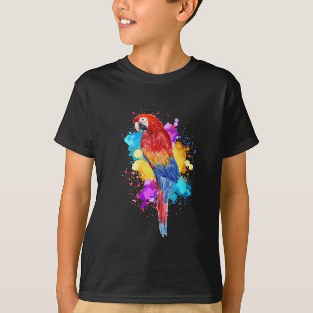 Aquarell-Papagei-Vogelmalerei T-Shirt (Vorderseite)