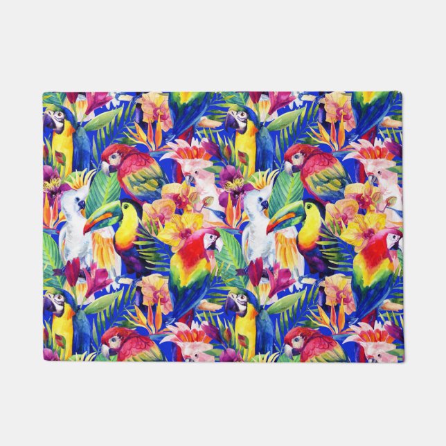 Aquarell-Papageien Fußmatte (Vorderseite)
