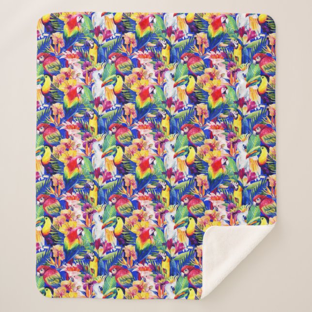 Aquarell-Papageien Sherpadecke (Vorderseite)