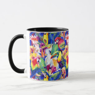 Aquarell-Papageien Tasse