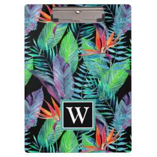 Aquarell-Paradiesvogel   addieren Ihre Initiale Klemmbrett