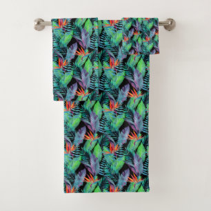 Aquarell-Paradiesvogel Badhandtuch Set