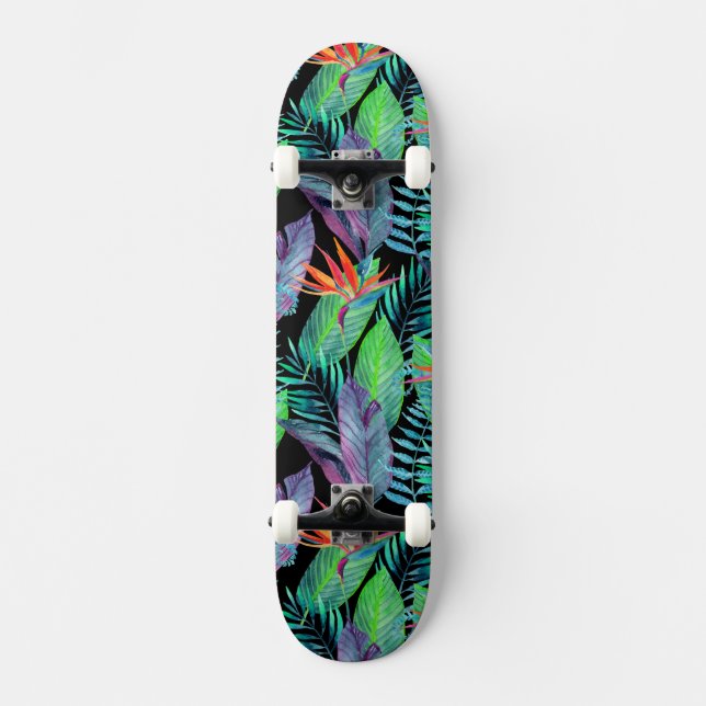 Aquarell-Paradiesvogel Skateboard (Vorderseite)