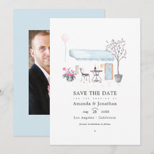 Aquarell Paris Hochzeitsfoto Save The Date