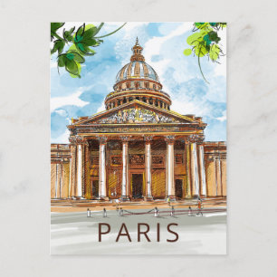 Aquarell Paris Pantheon Skizze Malerei Postkarte