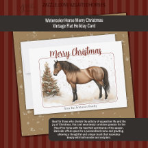 Aquarell Paso Pferd Frohe Weihnachten Vintage