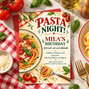 Aquarell-Pasta-Abend-Geburtstags-Italienische-Spag Einladung