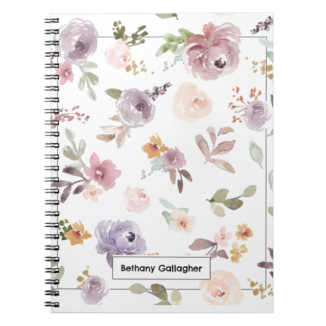 Aquarell Pastel Florals | Personalisierter Frühlin Notizblock (Vorderseite)