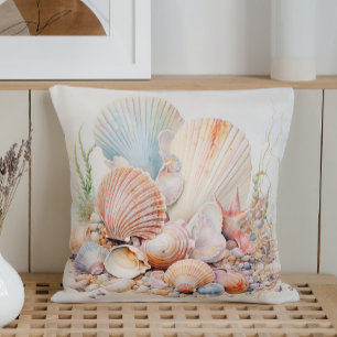 Aquarell Pastel Seashells Kissen