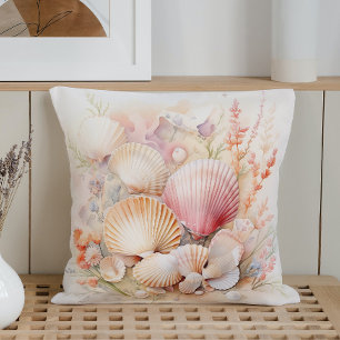 Aquarell Pastel Seashells Kissen