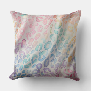 Aquarell Pastell Akzente   Regenbogen Leoparden Dr Kissen