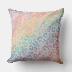 Aquarell-Pastell-Akzente   Regenbogen-Leopardenpri Kissen