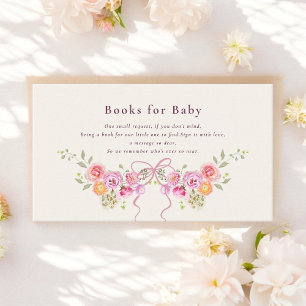 Aquarell-Pastell-Blumen-Baby-Buch-Geschenkwunsch Begleitkarte