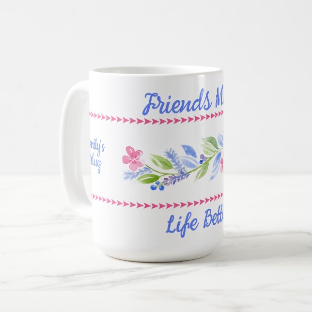 Aquarell Pastell Blumen BE KIND Kaffeetasse (Vorderseite Links)