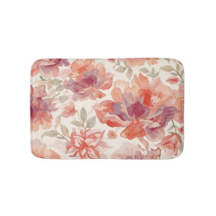 Aquarell-Pastell-Blumen Hellorange Badematte