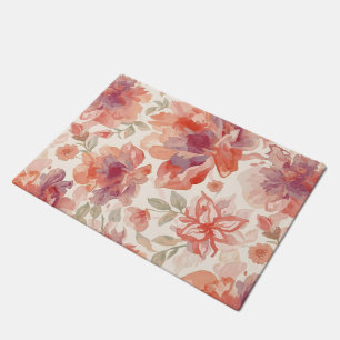 Aquarell-Pastell-Blumen Hellorange Fußmatte
