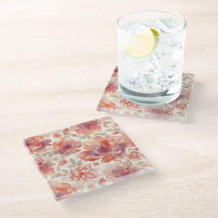 Aquarell-Pastell-Blumen Hellorange Glasuntersetzer