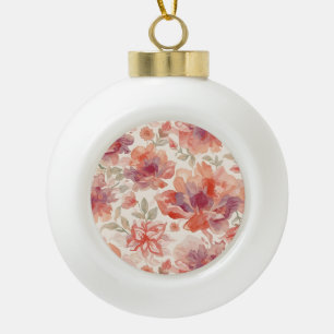 Aquarell-Pastell-Blumen Hellorange Keramik Kugel-Ornament