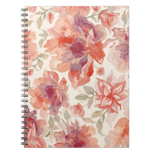 Aquarell Pastell Blumen Hellorange Notizblock