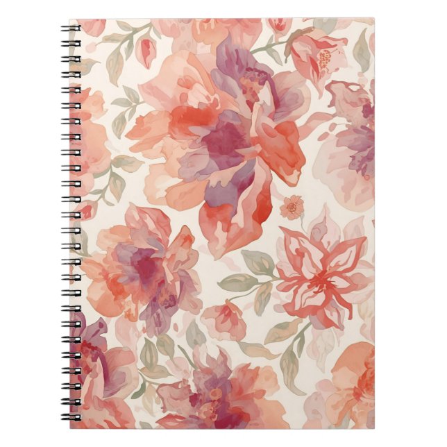 Aquarell Pastell Blumen Hellorange Notizblock (Vorderseite)