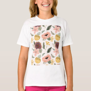 Aquarell Pastell Blumen Nahtloses Muster Sanft T-Shirt
