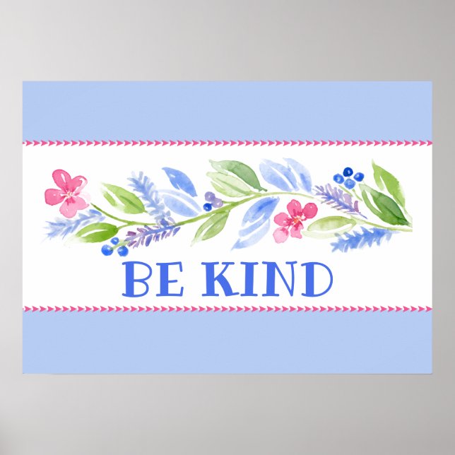 Aquarell-Pastell-Blumen SEI FREUNDLICH Poster (Vorne)
