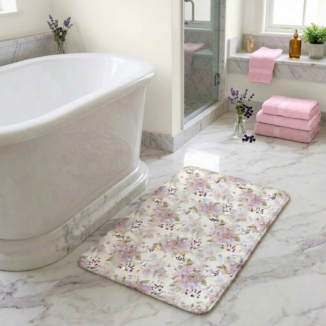 Aquarell Pastell Botanisches Wildblumenmuster Badematte (Watercolor Pastel Botanical Wildflower Pattern Bath Mat)