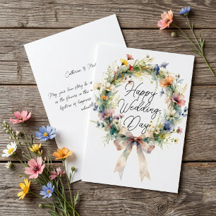 Aquarell Pastell Floraler Kranz Hochzeit Gratulati Karte