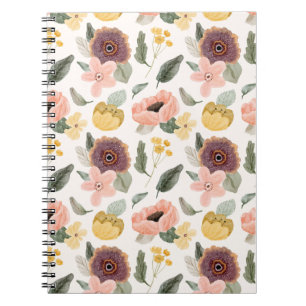 Aquarell Pastell Florales Nahtloses Muster Sanft Notizblock
