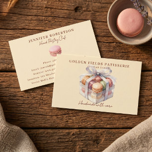 Aquarell Pastell Makronen Box Patisserie Geschäft Telefonnummerkarte