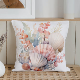 Aquarell Pastell Muscheln Kissen