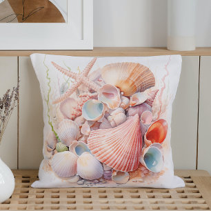 Aquarell Pastell Muscheln Kissen