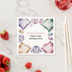 Aquarell Pastell Schlaf unter Mädchen Geburtstagsf Serviette