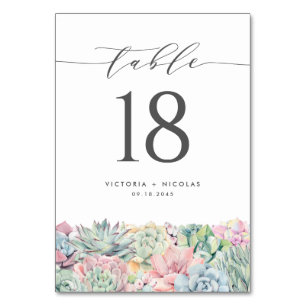 Aquarell-Pastell-Sukkulenten-Girlande-Hochzeit Tischnummer
