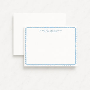 Aquarell Pastellblaue Notizkarte mit gewelltem Rah Ankündigung
