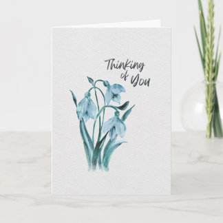 Aquarell Pastellblaue Schneeglöckchen In Gedanken  Karte