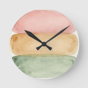 Aquarell Pastellfarben-Block-Schichten Runde Wanduhr