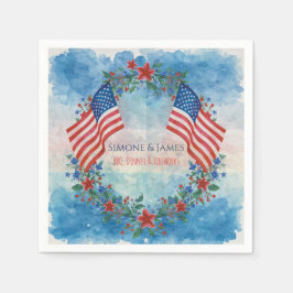 Aquarell-patriotischer Kranz 4. Juli-Dekoration Serviette