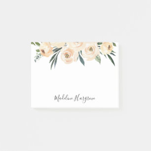 Aquarell Peach Floral & Greenery Personalisiert Post-it Klebezettel