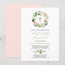 Aquarell Peach Florals Erste Heilige Kommune