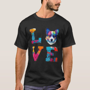 Aquarell Pembroke Welsh Corgi Hundegesicht Bunt T-Shirt