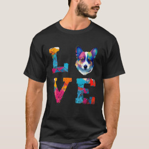 Aquarell Pembroke Welsh Corgi Hundegesicht Bunt T-Shirt