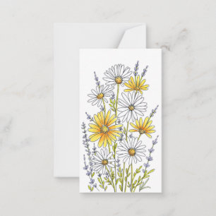Aquarell, Pen und Tinte Daisy Floral Bouquet Mitteilungskarte
