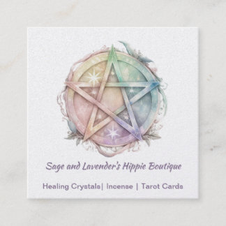 Aquarell Pentagram Occult Shop Quadratische Visitenkarte