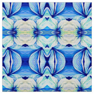 Aquarell Persian Blue Poppy Floral Petals Stoff