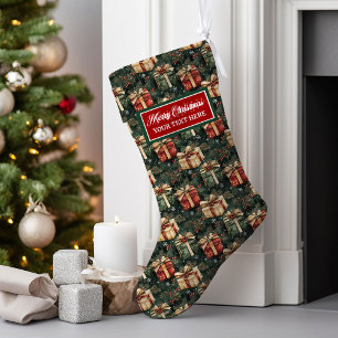 Aquarell Personalisiert Weihnachten Strumpf Vintag Großer Weihnachtsstrumpf