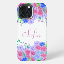 Aquarell-Personalisierte Farbige Hortensie iPhone 13 Pro Max Hülle