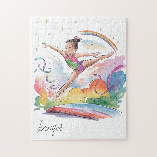 Aquarell Personalisierte Niedliche Gymnastik Girl  Puzzle (Vertikal)