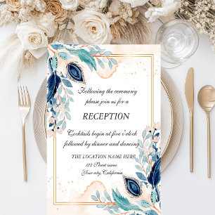 Aquarell-Pfau-Blumen-Empfang Einladung