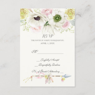 Aquarell Pfeile Federn Floral Boho Stammeskultur RSVP Karte